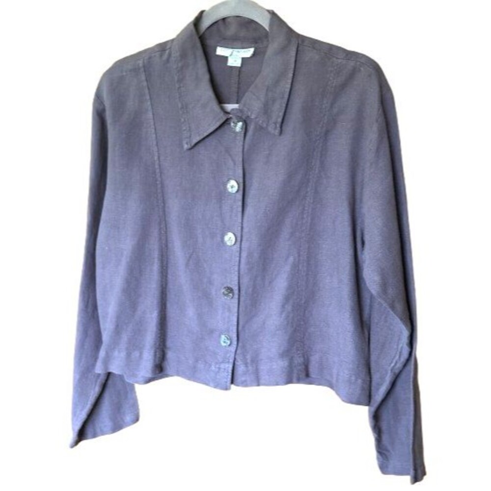NWOT COTTON WEAR Mulberry Linen Boxy Button Front Collared Top Size M